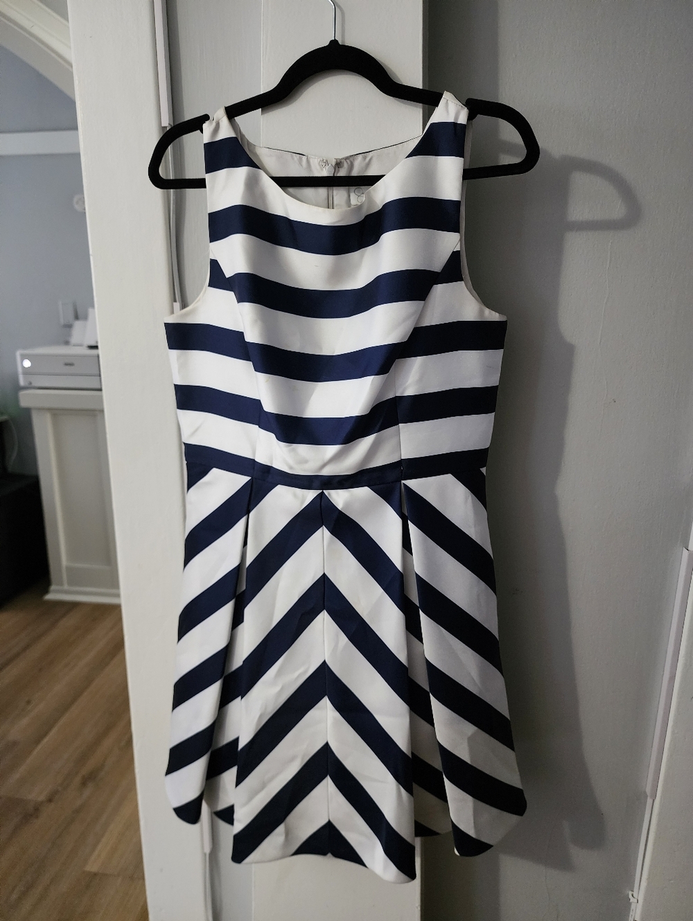 Jessica Simpson Navy and White Striped A Line Dress